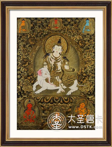 普賢菩薩黑金唐卡