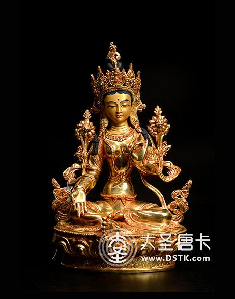 綠度母鎏金佛像一尺一