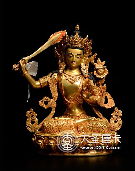 文殊菩薩鎏金一尺