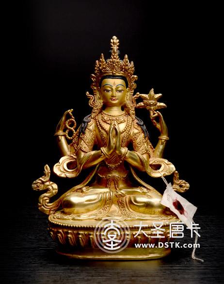 四臂觀音鎏金7寸