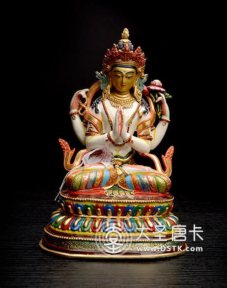 四臂觀音鎏金彩繪8寸