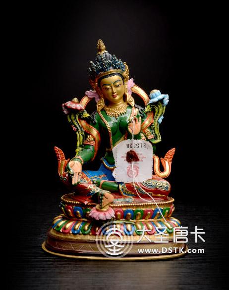 綠度母鎏金彩繪8寸