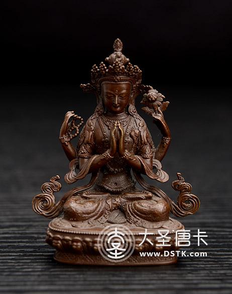 四臂觀音紫銅2寸