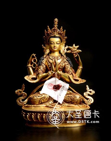 四臂觀音鎏金7寸