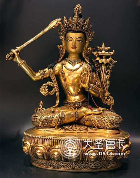 文殊菩薩鎏金一尺二