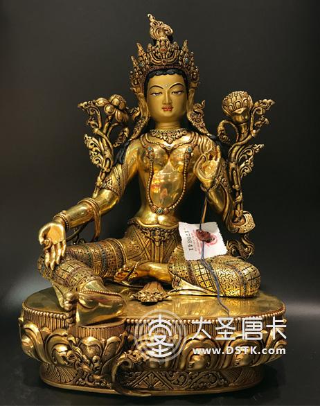 綠度母鎏金一尺二