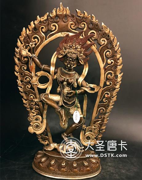 獅面空行母鎏金一尺