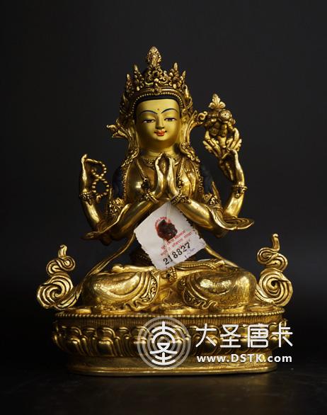 四臂觀音鎏金7寸