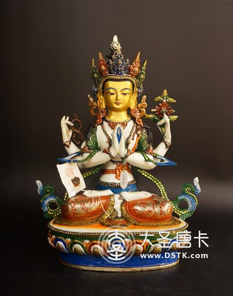 四臂觀音彩繪一尺