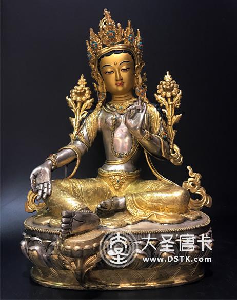 綠度母鍍銀一尺