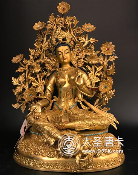 綠度母精品鎏金一尺