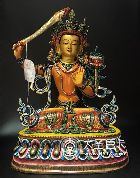 文殊菩薩鎏金一尺