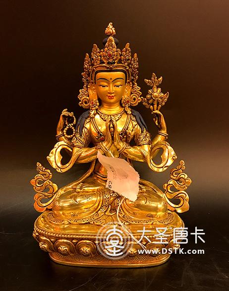 四臂觀音鎏金7寸