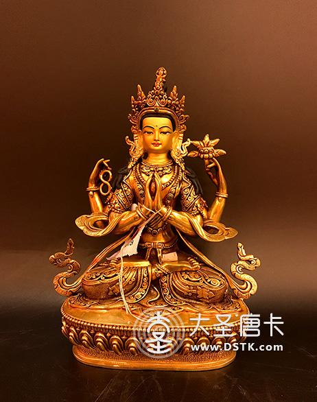 四臂觀音鎏金7寸