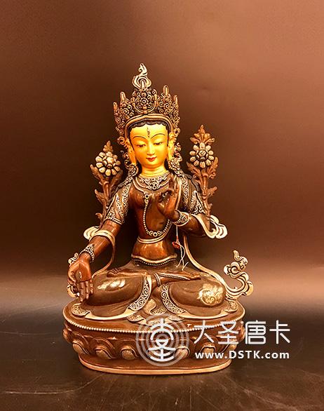 白度母紫銅鍍銀一尺