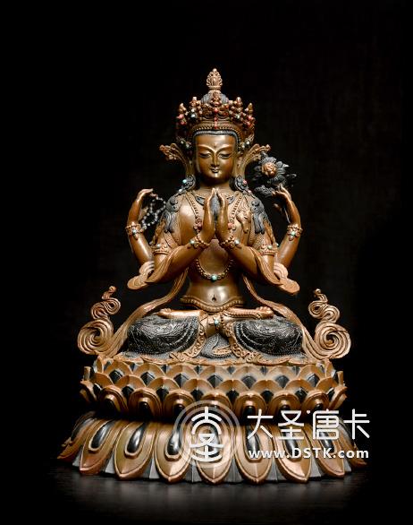 四臂觀音蓮花座一尺