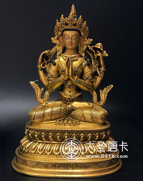 四臂觀音鎏金7寸