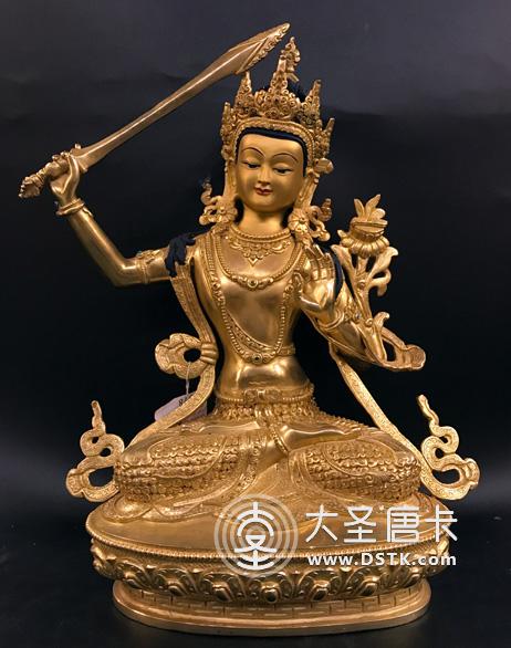 文殊菩薩鎏金一尺