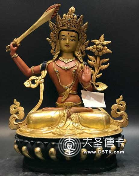 文殊菩薩彩繪一尺