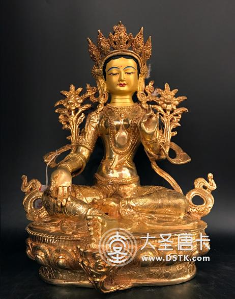 綠度母鎏金一尺