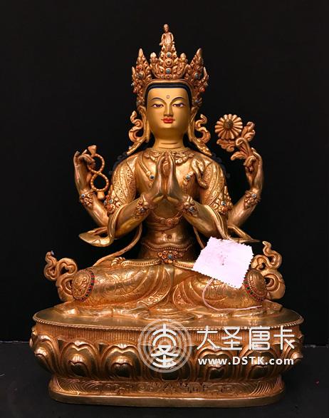 四臂觀音鎏金38cm