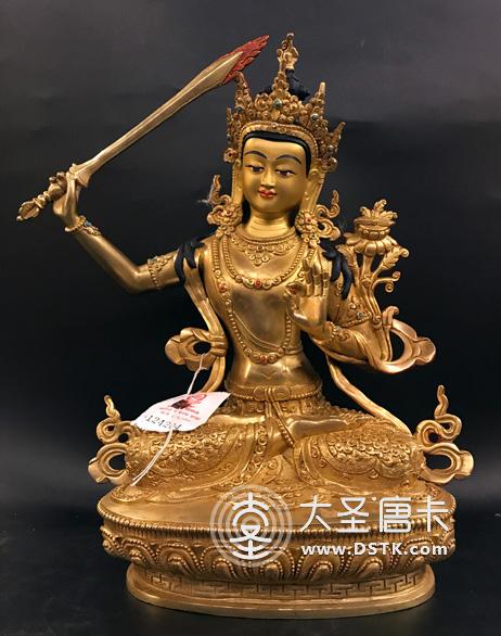 文殊菩薩鎏金一尺