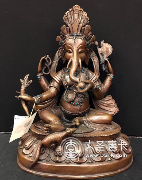 象鼻財神紫銅7寸