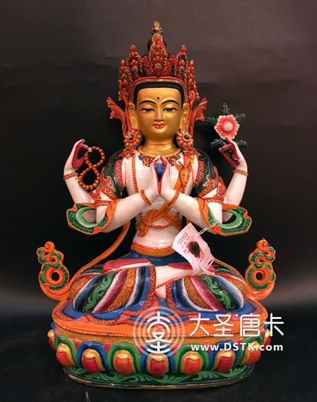 四臂觀音彩繪一尺