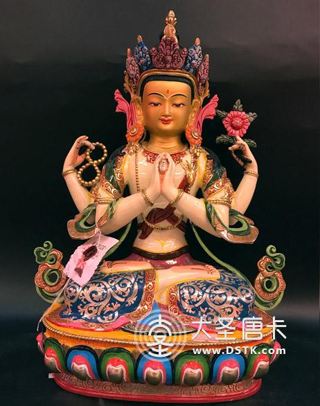 四臂觀音彩繪一尺