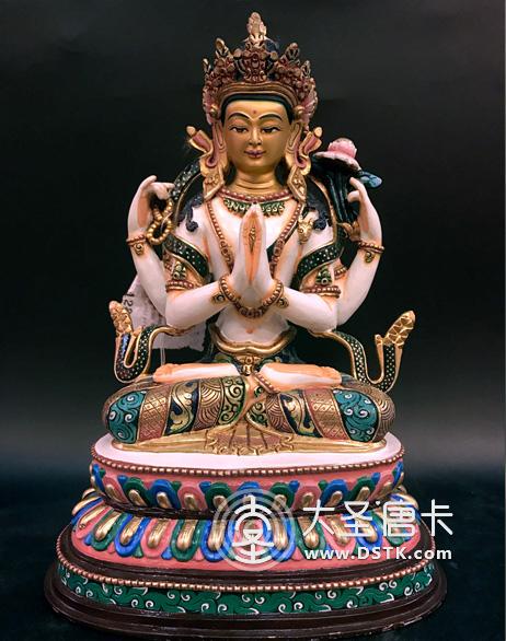 四臂觀音彩繪7寸