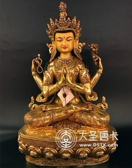 四臂觀音鎏金38cm