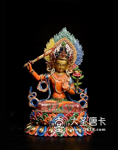 文殊菩薩彩繪一尺