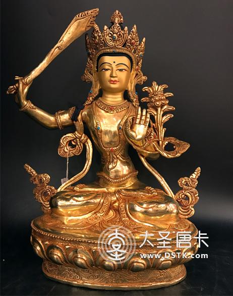 文殊菩薩鎏金一尺