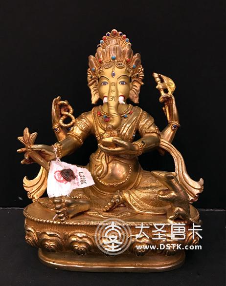 象鼻財神鎏金23cm