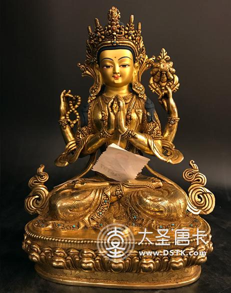 四臂觀音鎏金23cm