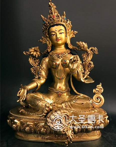 綠度母鎏金一尺