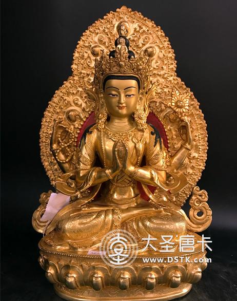 四臂觀音鎏金42cm