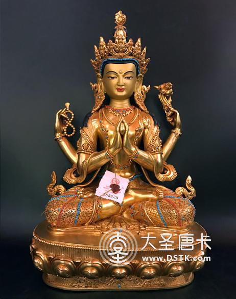 四臂觀音鎏金37cm