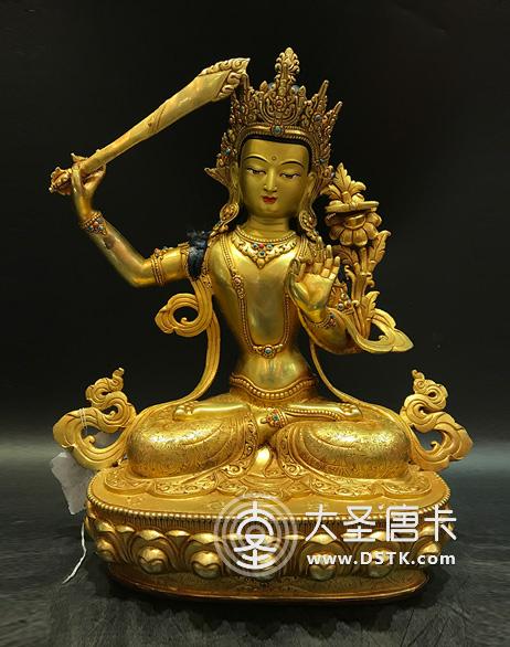 文殊菩薩鎏金34cm