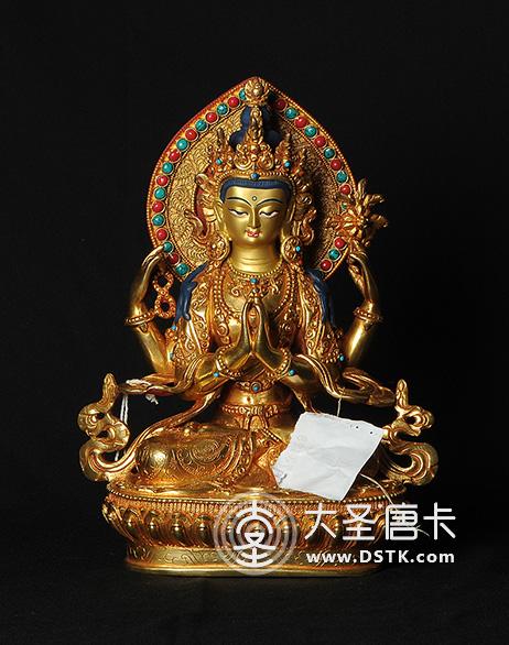 四臂觀音鎏金7寸