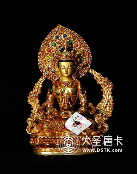 長壽佛背光鎏金23cm