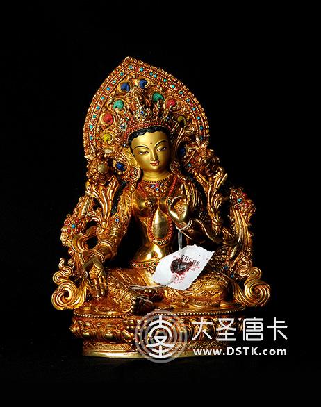 綠度母鎏金背光23cm