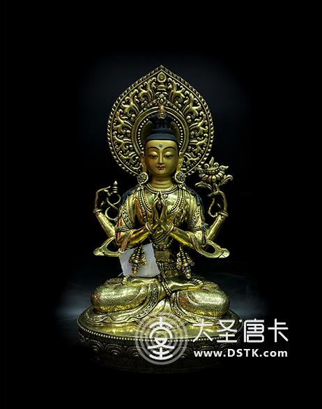 四臂觀音鎏金35cm