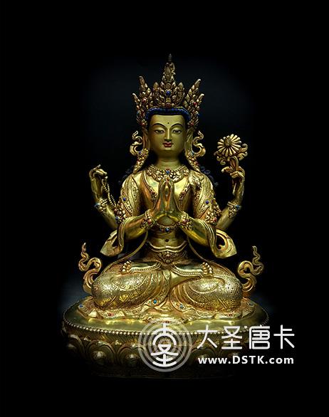 四臂觀音鎏金33cm