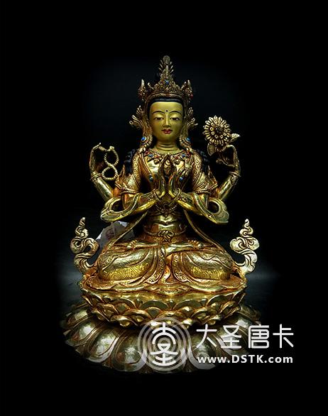 四臂觀音鎏金26cm