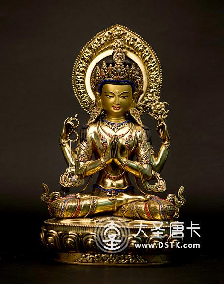 四臂觀音鎏金40cm