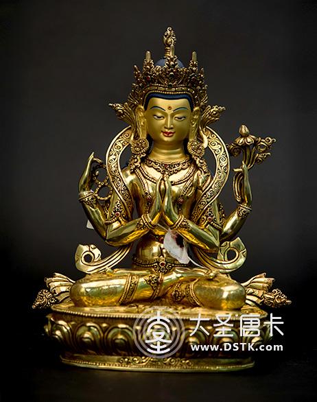 四臂觀音鎏金33cm