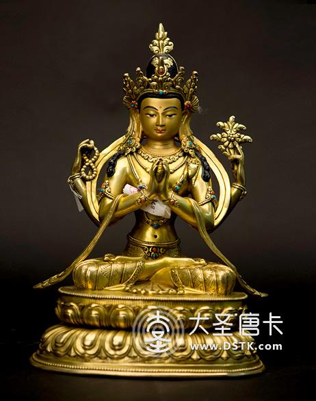 四臂觀音鎏金33cm