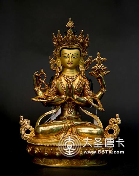 四臂觀音鎏金33cm