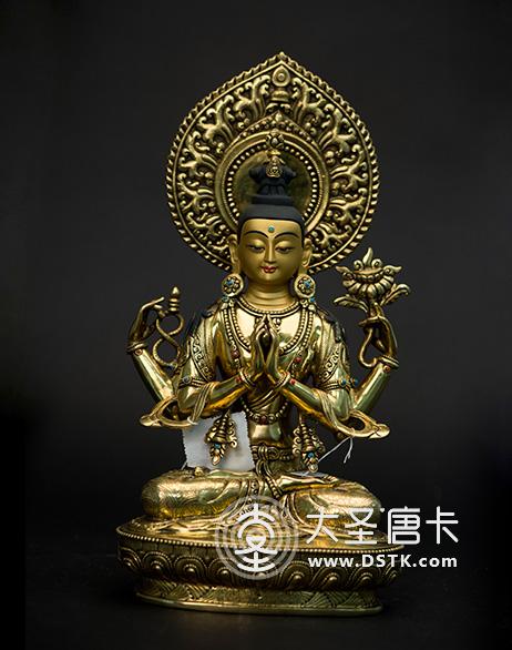 四臂觀音鎏金36cm